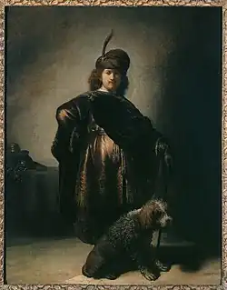 Zelfportret in oosterse kleding met poedel, 1631 of later, de hond werd toegevoegd in 1632 of 1633, Petit Palais, Parijs