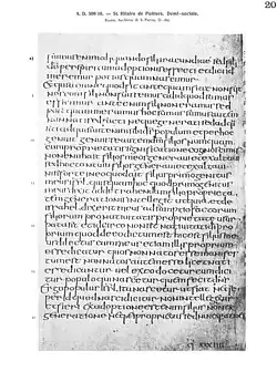 Bladzijde geschreven in half-unciaal uit de Hilarius-Codex