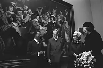 Leopold Senghor, Van Schendel, Colette Hubert en Beatrix in 1974