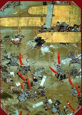 Afbeelding van een van de slagen bij Kawanakajima