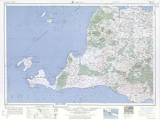 Kaart van West Java met tracé Bantenspoorlijn