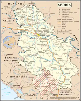 Kaart van Servië