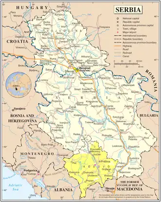 Kosovo in Servië en Montenegro.