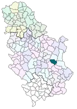 Locatie van de gemeente Sokobanja in Servië