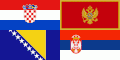 Servo-Kroatisch (vlag van Bosnië en Herzegovina, vlag van Servië, vlag van Kroatië en vlag van Montenegro)