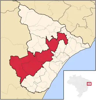 Ligging van de Braziliaanse mesoregio Agreste Sergipano in Sergipe