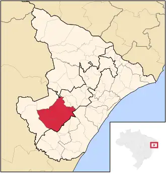 Ligging van de Braziliaanse microregio Agreste de Lagarto in Sergipe