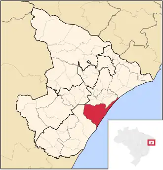 Ligging van de Braziliaanse microregio Aracaju in Sergipe