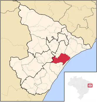 Ligging van de Braziliaanse microregio Baixo Cotinguiba in Sergipe