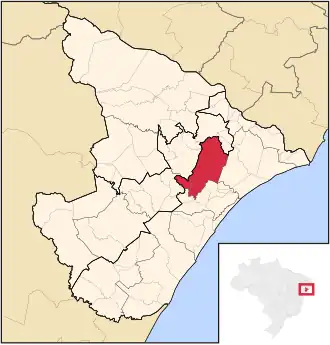 Ligging van de Braziliaanse microregio Cotinguiba in Sergipe