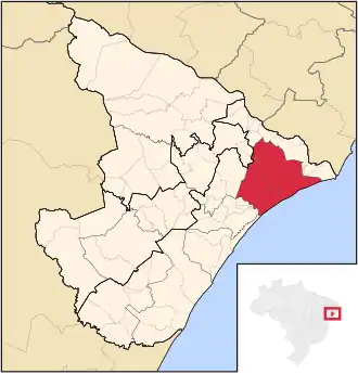 Ligging van de Braziliaanse microregio Japaratuba in Sergipe