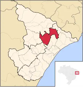 Ligging van de Braziliaanse microregio Nossa Senhora das Dores in Sergipe