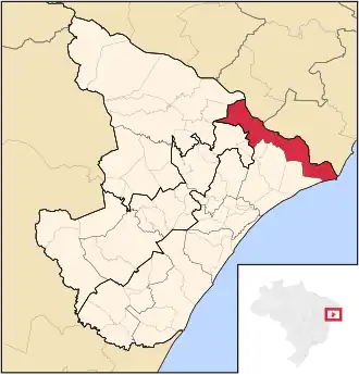 Ligging van de Braziliaanse microregio Propriá in Sergipe