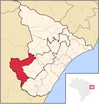 Ligging van de Braziliaanse microregio Tobias Barreto in Sergipe