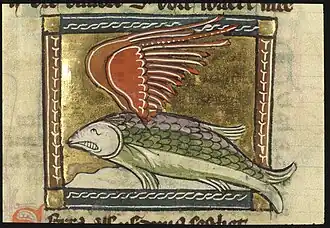 Serra (zaagvis) - miniatuur uit Handschrift A, KB KA 16