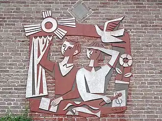 Sgrafitto bij IKC Pius X in Bemmel (1959)