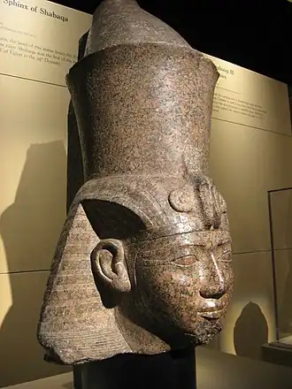 Hoofd van sfinx-beeld van farao Shabaka Egyptisch Museum