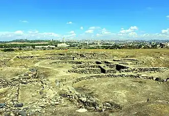 Deel van de opgraving van de Sjengavitnederzetting