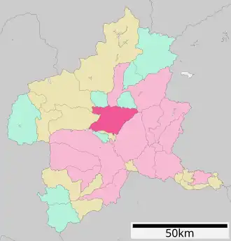 Situering van Shibukawa in de prefectuur Gunma