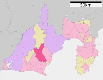 Situering van Shimada in de prefectuur Shizuoka