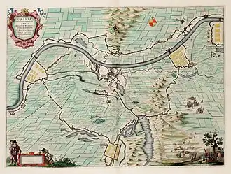 Kaart van het beleg van Grave in 1602