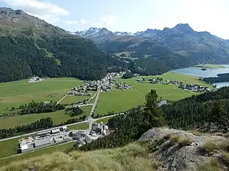 Zicht op Sils im Engadin/Segl