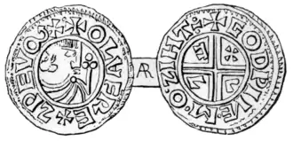 Zilverenmunt geslagen voor Olof Skötkonung in Sigtuna