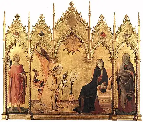 De annunciatie van Simone Martini en Lippo Memmi