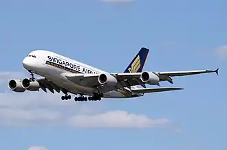 Een Airbus A380 van Singapore Airlines
