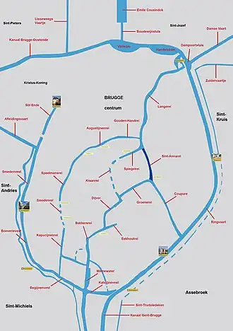 Situering van de Sint-Annarei (donkerblauw)