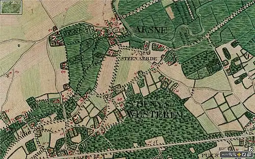 Sint-Denijs-Westrem en Afsnee op de Ferrariskaart van 1775