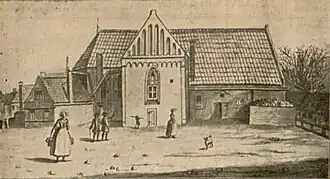 Tekening uit 1836 naar gravure van 1765