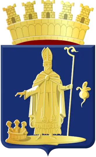 Het wapenschild van Sint-Niklaas, met Nicolaas van Myra