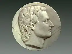 Portretmedaillon van was van Isaac Newton