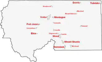 Kaart van Siskiyou County