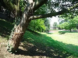 Wal, (inmiddels watervoerende) gracht en schootsveld