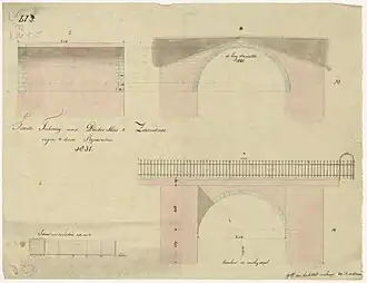 Situatie tekening van de duikersluis te Zaandam (1831)