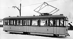 Motorwagen 1, geleverd door de Skabo Jernbanevognfabrikk; 1938.