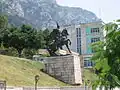 Beeld van Skanderbeg, in Krujë, Albanië.