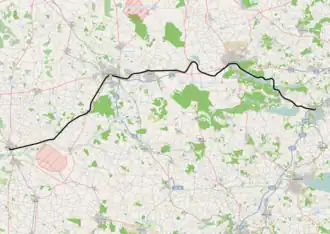 Spoorlijn Skanderborg - Skjern op de kaart