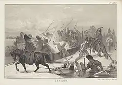 Slagveld in winterlandschap