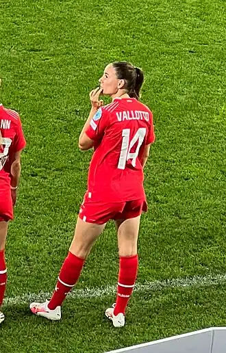 Vallotto tijdens een interland van Zwitserland in 2023