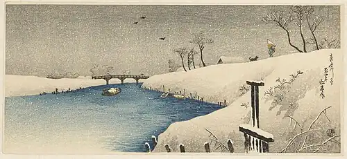 Sneeuw langs de Ayase rivier (Takahashi Shōtei)