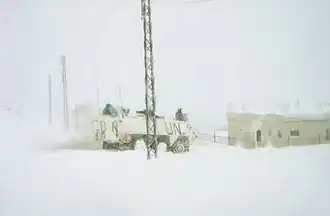 Een UNIFIL-voertuig in Zuid-Libanon nabij de grens met Israël anno 2005.