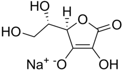 Structuurformule van natriumascorbaat