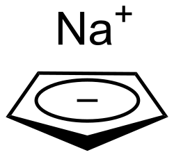 Structuurformule van cyclopentadienylnatrium