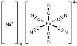 Structuurformule van natriumhexacyanoferraat(II)