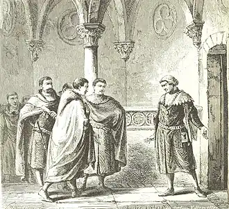 Sohier II ontvangt de Engelse afgevaardigden