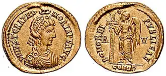 Solidus met daarop Justa Honoria
