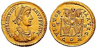 Solidus met de beeltenis van Valentinianus II.